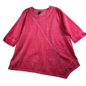 Focus Casual Life Sz M Tunic Top Asymmetric Pink Boxy Oversized Lagenlook Hippie